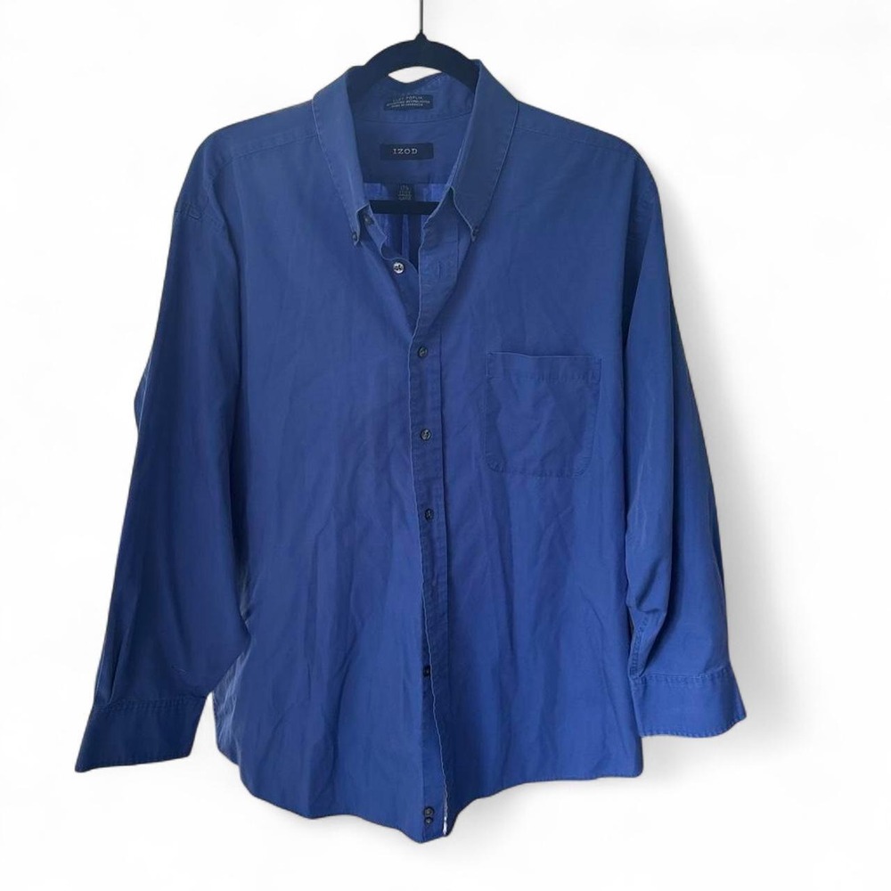 IZOD Men's Silky Poplin Long Sleeve Button-Down Shirt XL